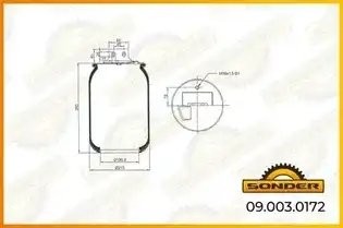 Пневморессора Premium без стакана кронштейн +возд. / -- Stralis (передняя левая) 090030172 SONDER