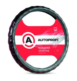 Оплетка руля (M) 37-39см серая натуральная кожа AUTOPROFI AP156DGYM AUTOPROFI