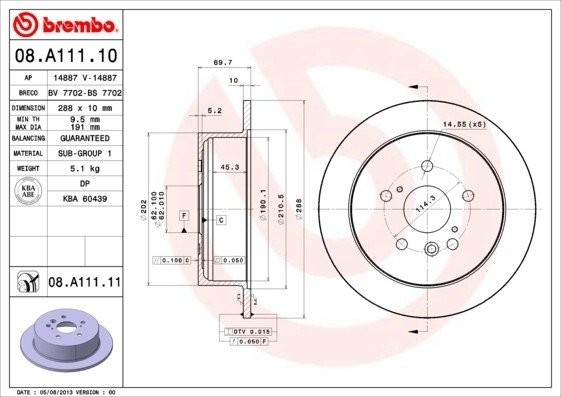 Диск тормозной 08.A111.11 08A11111 BREMBO