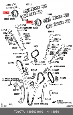 ШЕСТЕРНЯ ПРИВОДА РАСПРЕДВАЛА TOYOTA LAND CRUISER PRADO 1GR 03-04 13050-31010 TOYOTA