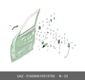 Тяга УАЗ-3160,62,63 замка двери передней левая (ОАО УАЗ) 316000610513700 UAZ UAZ