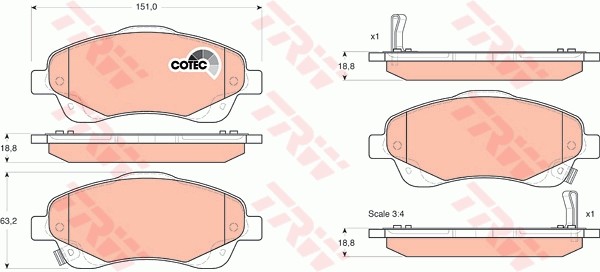 Колодки передние TOYOTA AVENSIS (T25) GDB3336 GDB3336 TRW