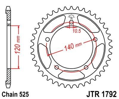 звезда приводная! задняя 140x10.5x120x42z\ Suzuki GSR750 L1-L6 (ABS) 11> JTR179242 JT SPROCKETS