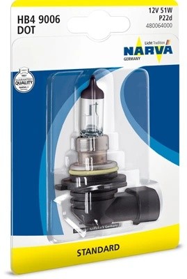 Лампа 12V HB4(9006) 51W P22d блистер (1шт.) Standard NARVA 480064000 NARVA