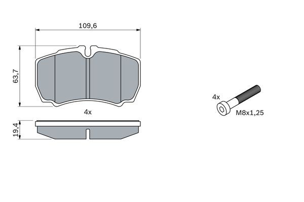 Колодки тормозные FORD Transit (06-) IVECO Daily (99-) задние (4шт.) BOSCH 0 986 424 750 BOSCH