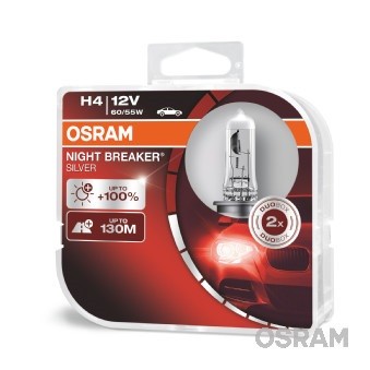 Лампа 12V H4 60/55W P43t +100% бокс (2шт.) Night Breaker Silver OSRAM 64193NBS-HCB OSRAM