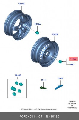 Гайка колеса FORD M12x1.5 OE 5 114 405 FORD