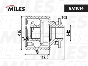 ШРУС внутренний левый FORD Ranger 06-12 Mazda BT-50 06-11 GA11014 GA11014 MILES