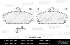 Колодки тормозные передние (Смесь Semi-Metallic) HONDA CIVIC 1.4-1.8 94-05 (TRW  E100548 MILES