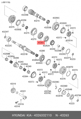 ШЕСТЕРНЯ КП HYUNDAI / KIA 4326332110 4326332110 MOBIS