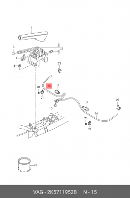 трубка направляющая для троса привода стояночного тормоза! правая\ VW Caddy 04> 2K5 711 952 B VAG