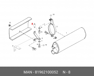 Подушка глушителя 40*30 MAN 81962100052 MAN