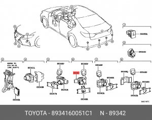 ДАТЧИК ПАРКОВОЧНЫЙSENSOR, ULTRASONIC, 89341-60051C1 89341-60051-C1 TOYOTA