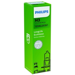 Лампа 12V H3 55W PK22s Long Life Eco Vision PHILIPS 12336LLECOC1 PHILIPS