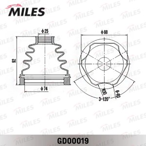 Пыльник ШРУСа внутренний передний NISSAN PATHFINDER R51M/NAVARA D40M 04- GD00019 GD00019 MILES