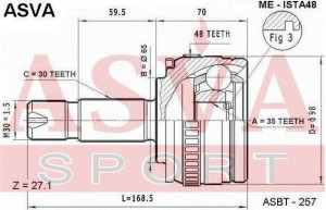 ШРУС НАРУЖНЫЙ 35X65X30 12 MEISTA48 MEISTA48 ASVA