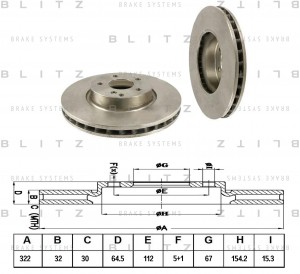 Диск тормозной передний вентилируемый MERCEDES W204/W212 07- BS0268 BS0268 BLITZ