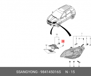 Винт SSANGYONG Actyon (10-) крепления фары OE 984145016S SSANG YONG
