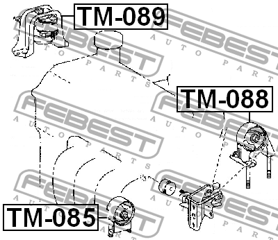 Опора двигателя задняя TOYOTA YARIS (JPP) NCP1#,NLP10,SCP10 1999.01-2005.08 TM-0 TM-088 FEBEST