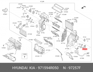 Мотор-редуктор HYUNDAI Santa Fe (12-) привода заслонки отопителя OE 971594R050 HYUNDAI KIA