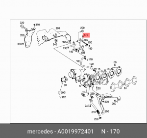 БОЛТ ПОЛЫЙ 0019972401 A 001 997 24 01 MERCEDES BENZ