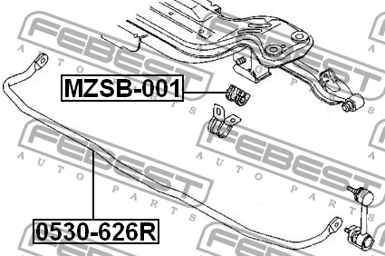 Стабилизатор задний MAZDA 626 GE 1991-1997 0530-626R 0530-626R FEBEST