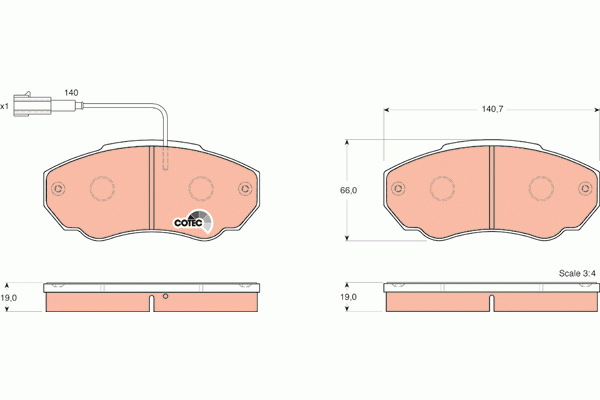 Колодки тормозные PEUGEOT Boxer CITROEN Jumper FIAT Ducato (94-) передние (4шт.) GDB1517 TRW