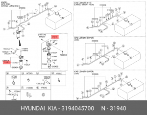 Фильтр топливный HYUNDAI HD65,78,County дв.D4DD ЕВРО-3 (с датчиком) в сборе OE 3194045700 HYUNDAI KIA