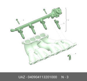 Форсунка УАЗ-3163,315195 дв.ЗМЗ-409 ЕВРО-3 топливная BOSCH (ОАО УАЗ) 040904113201000 UAZ UAZ