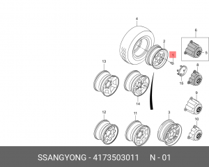 Гайка колеса М12х1.5х35 конус закрытая ключ 21мм SSANGYONG Rexton (02-),Korando, 4173503011 SSANG YONG