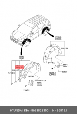 Брызговик HYUNDAI ix35 (09-) передний правый OE 868182S300 HYUNDAI KIA