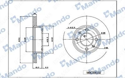 Диск тормозной HYUNDAI Sonata (01-),Elantra (00-) KIA Magentis (R15) передний (1 MBC030133 MANDO