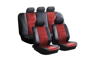 Авточехлы универсальные экокожа черно-красные Fashion KRAFT KT835623 KRAFT