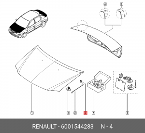 кронштейн держателя капота!\ Renault Logan/Sandero 6001544283 RENAULT