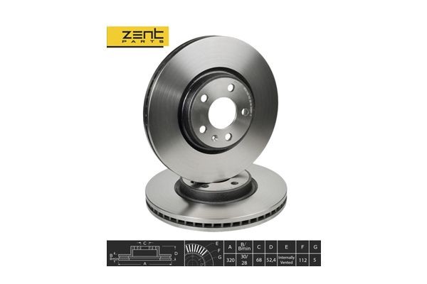 Диск тормозной передний D320mm Audi A4/A5 1.8-3.2/2.0D-3.0D 07>,A6/A7 2 Z06059 ZENTPARTS