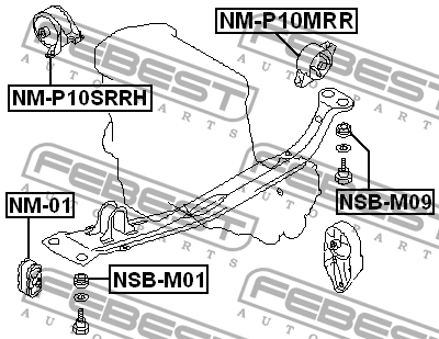 подушка двигателя задняя!\ Nissan Primera P10 90-96 NM-P10MRR FEBEST