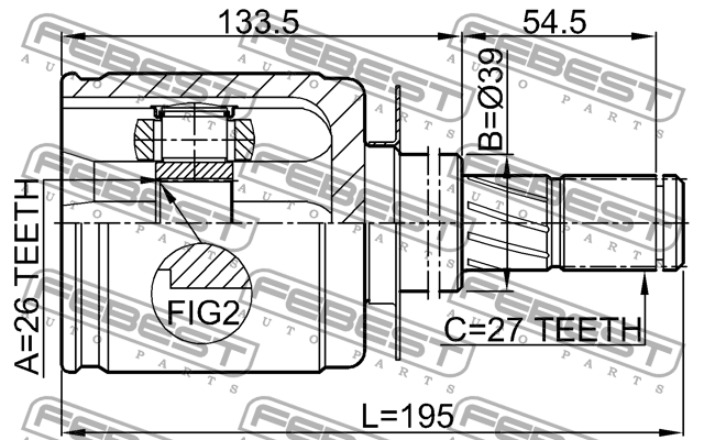 ШРУС внутренний NISSAN PATHFINDER R51M 2005-2013 0211-R51 0211-R51 FEBEST