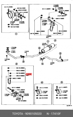 Болт крепления глушителя 90901-05020 90901-05020 TOYOTA