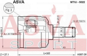 ШРУС ВНУТРЕННИЙ ЛЕВЫЙ 26X41X27 12 MTIU5022 MTIU5022 ASVA
