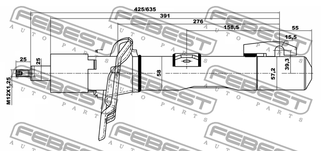 Амортизатор передний FORD TRANSIT 2014- 21110-003F 21110-003F FEBEST