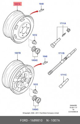диск колёсный стальной! 5JХ16 2х-скатные колёса\ Ford Transit 06> 1689810 FORD