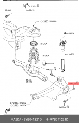 Гайка MAZDA OE 9YB041221D MAZDA