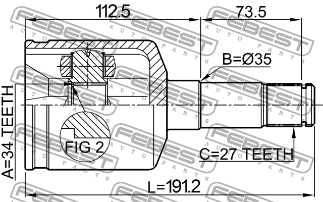 ШРУС внутр левый OPEL ANTARA 2006- 1011-CAPLH 1011-CAPLH FEBEST