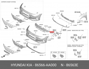 КУЗОВНОЙ КРОНШТЕЙН КРЕПЛЕНИЯ БАМПЕРА 86566AA000 MOBIS