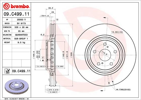 Диск тормозной 09.C499.11 09.C499.11 BREMBO