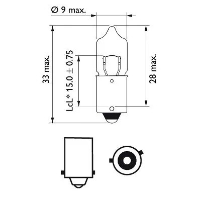 Лампа 12V H6W BAX9s PHILIPS 12036CP PHILIPS