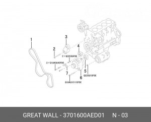 Ролик приводного ремня GREAT WALL Hover H6 HAVAL H8,H9 обводной OE 3701600AED01 GREAT WALL