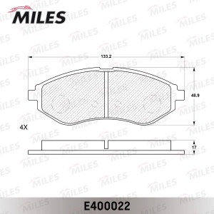Колодки тормозные передние (без датчика) (Смесь Low-Metallic) (CHEVROLET AVEO (T E400022 MILES