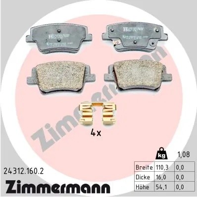 КОЛОДКИ ТОРМ ДИСК HYUNDAI incl. accessories 243121602 ZIMMERMANN