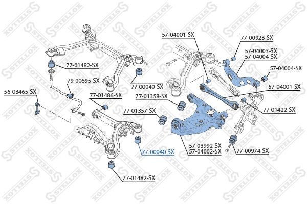 сайлентблок зад. балки зад.!\ Audi A4 all 01> 77-00040-SX STELLOX